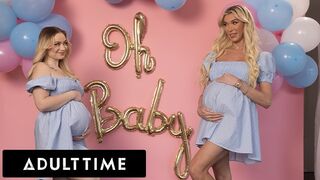 Vonzó terhes barinők hármasban: Rylee Blake és Aubrey Kate szexelnek egy hűtlen férjjel!