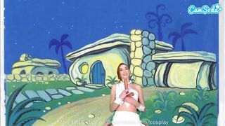 Cuki fiatal wilma flintstone cosplayben masturbál és orálozza a bazinagy fazsat