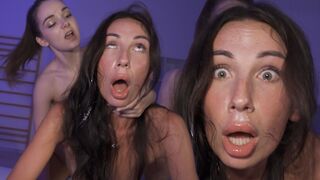 Alázatos fiatal csicska kinyomja az agyát méhnyak-dagasztó ffm vad dugás közben