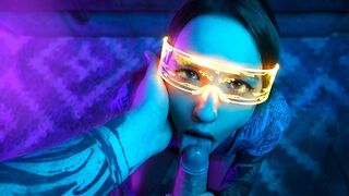 Cyberpunk szopós kaland egy kicsi vagina csajjal
