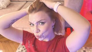 Orbitális spriccelés borítja be a vörös fiatal arcát